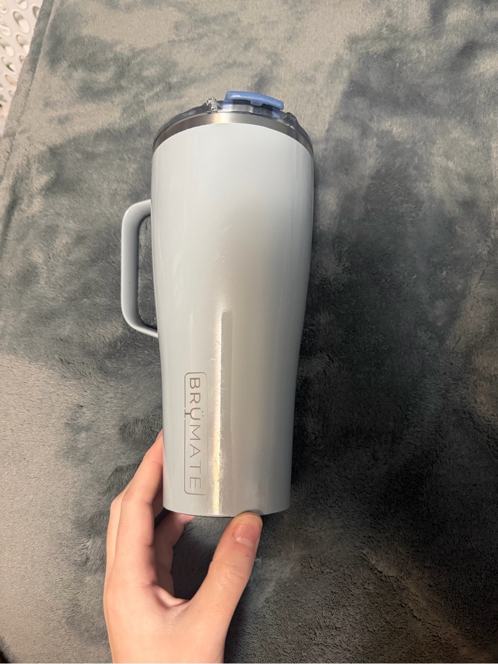 BrüMate Light Gray Travel Mug with Handle 32oz